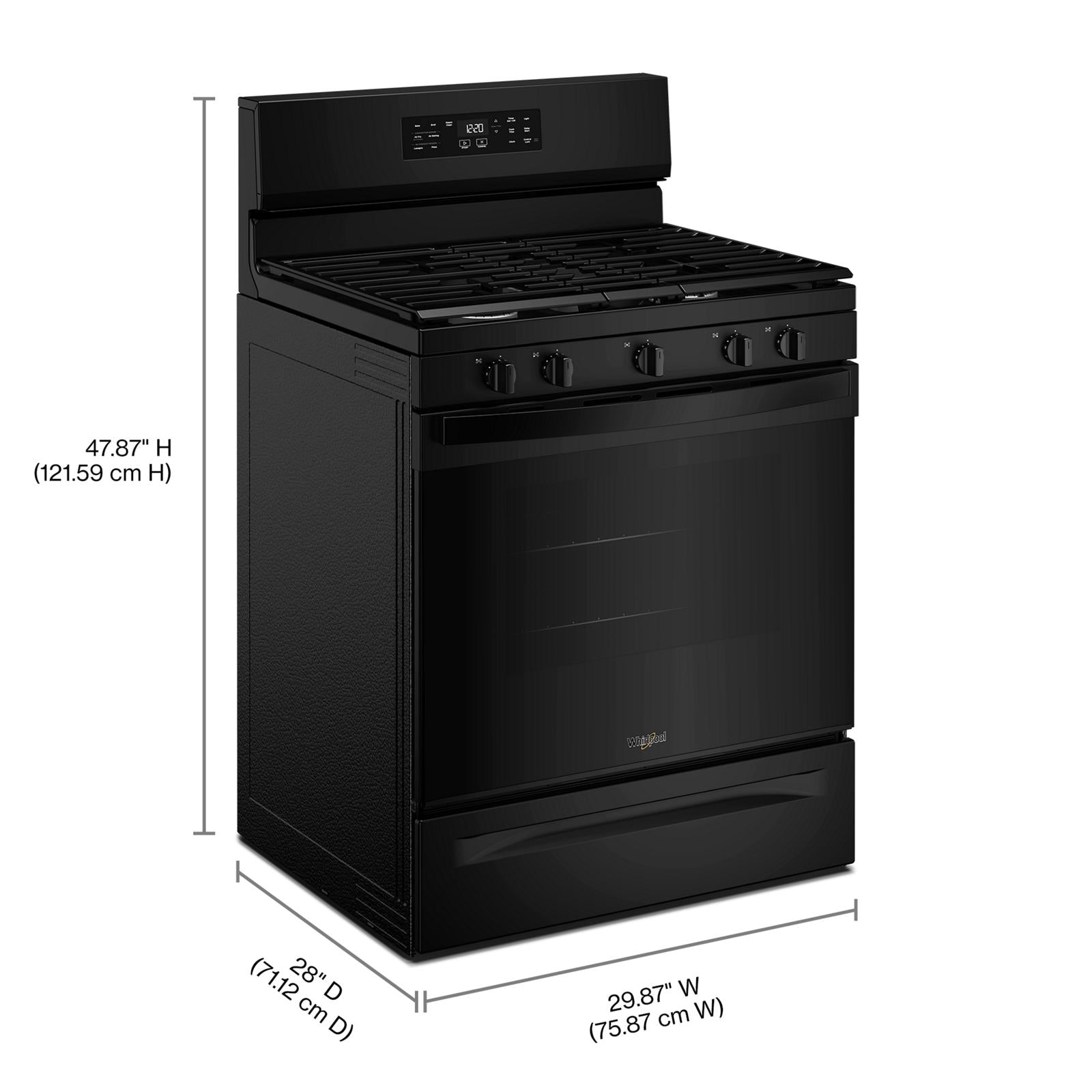 Whirlpool Black Freestanding Gas Single Oven Convection Range (5.0 Cu. Ft.) - WFGS4530SB