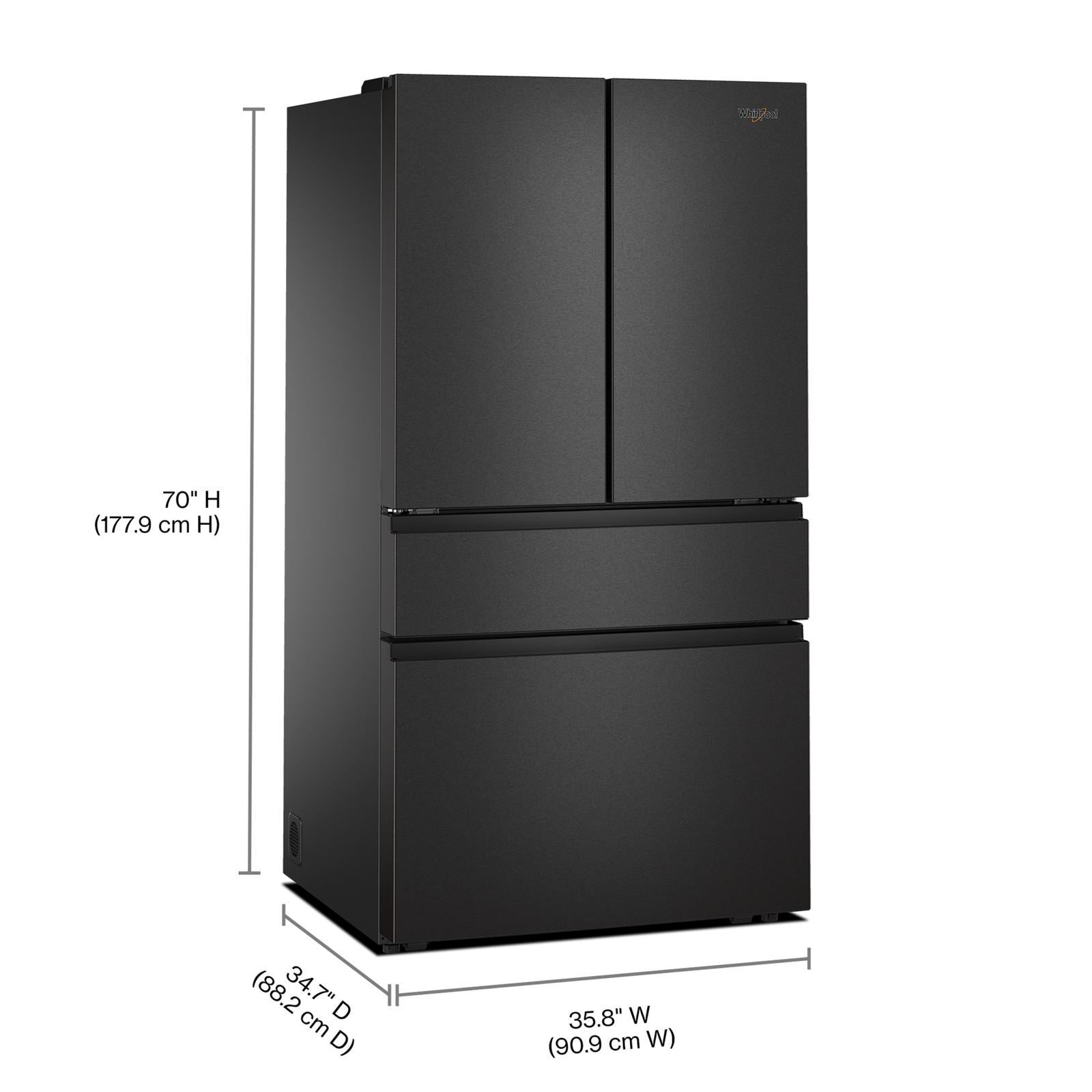 Whirlpool 36" 30 Cu. Ft. Print Resist Black Stainless Steel French Door Refrigerator - WRMF3336SV