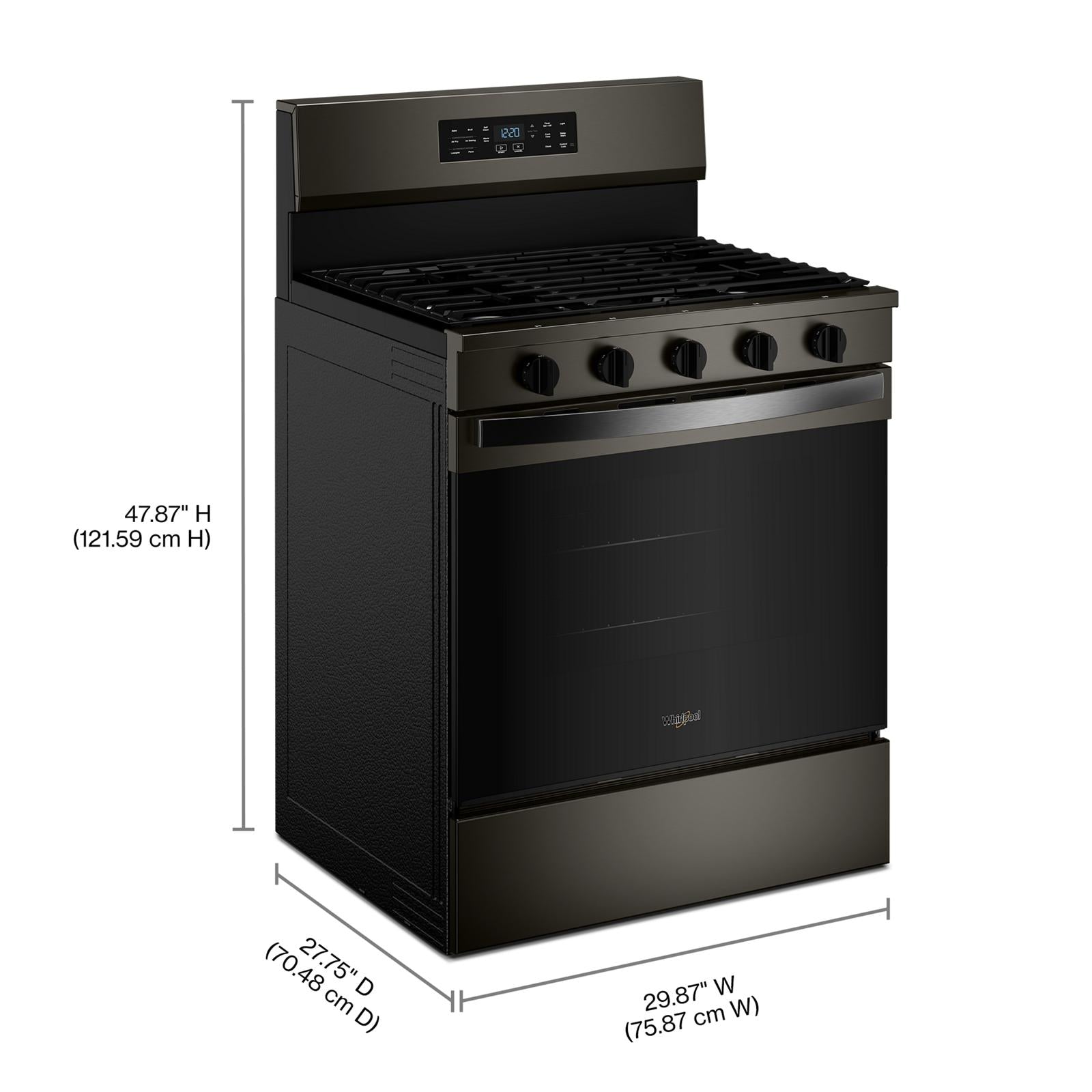 Whirlpool Black-on-Stainless Freestanding Gas Single Oven Convection Range (5.0 Cu. Ft.) - WFGS5730SV