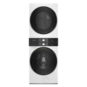 Whirlpool Tour de lavage avec laveuse à chargement frontal 5,2 pi³ et sécheuse à gaz 7,4 pi³ avec système d’évent FreshFlow™ et technologie UV Clean™ blanc – WGF5727TW