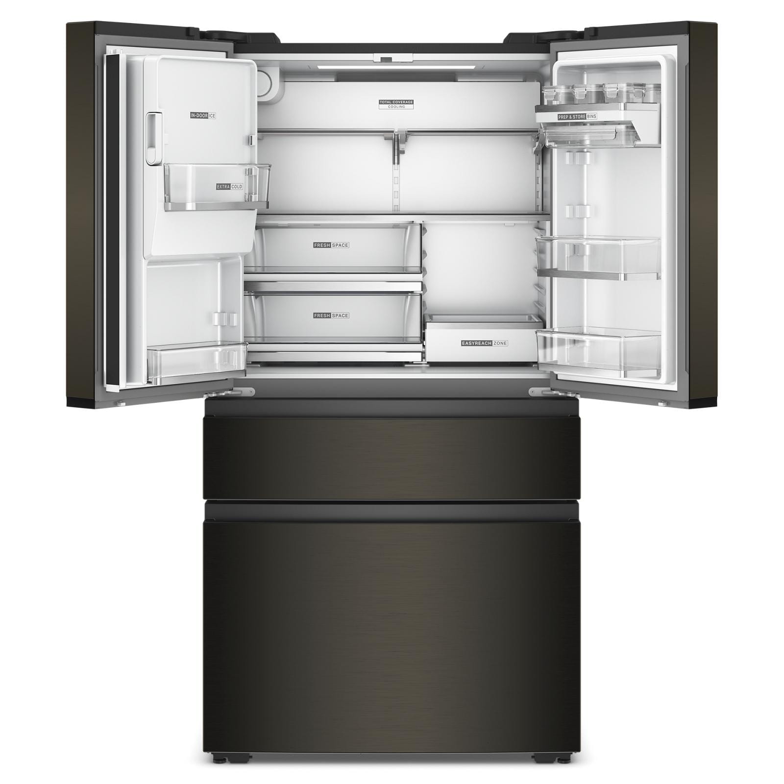 Whirlpool 36" 22.0 Cu. Ft. Black Stainless Steel Counter-Depth 4-Door French Door Refrigerator – WRMC7036RV