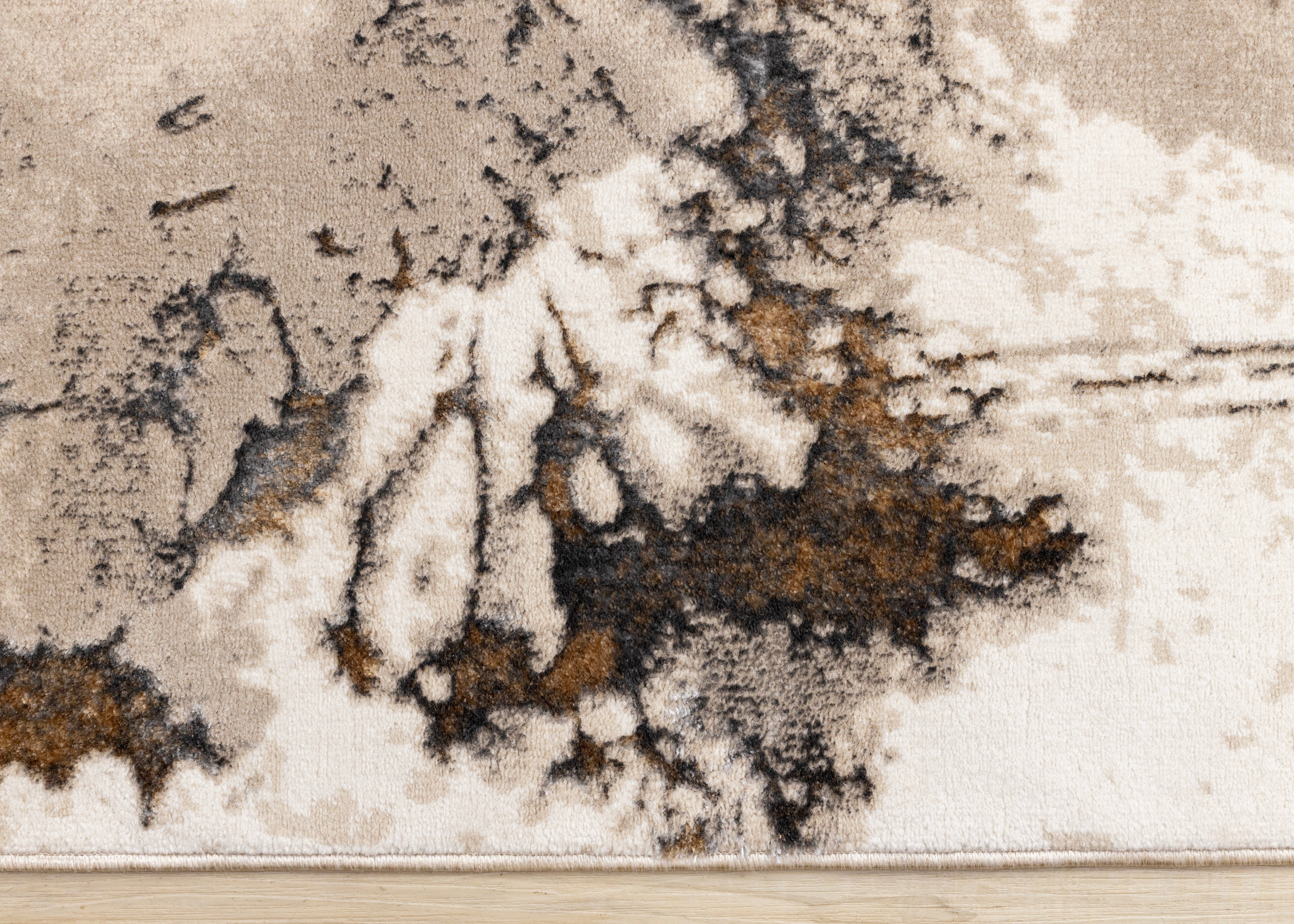 Autumn Drift 5'3" x 7'7" Distressed Foliage Area Rug - Light Brown, Beige