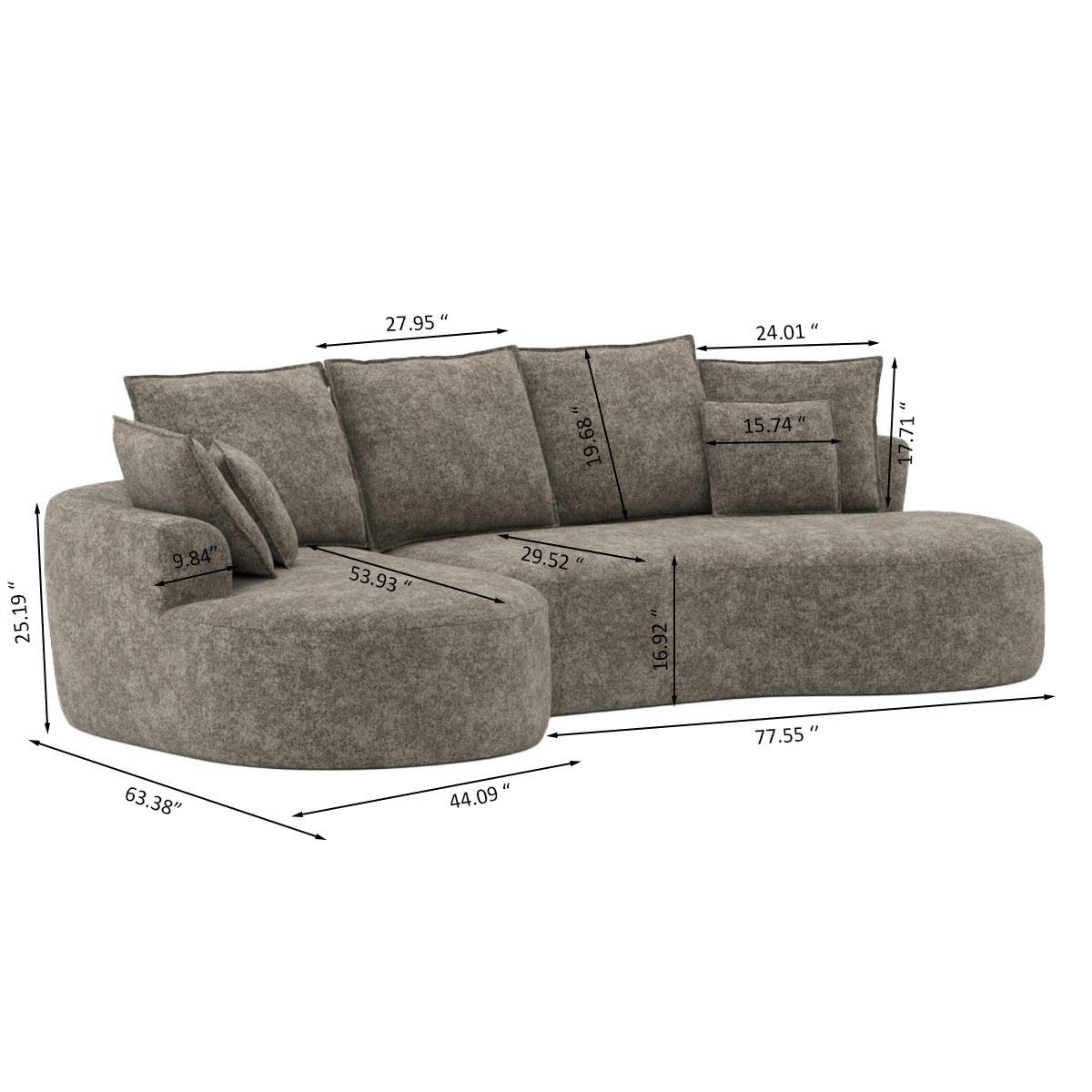 Ibiza All Foam Sectional - Brown