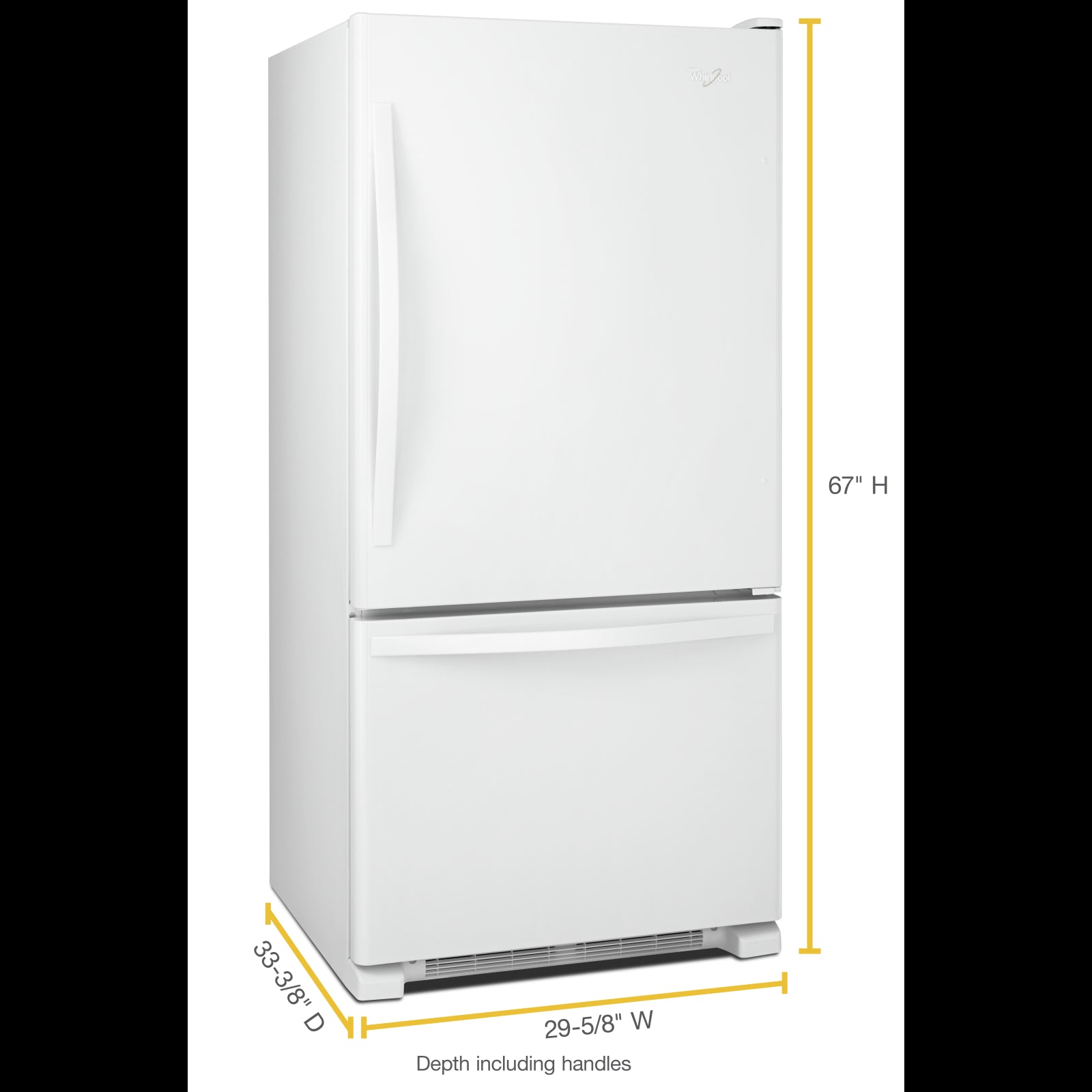 Whirlpool 30" 18.4 Cu. Ft. White Bottom-Freezer Refrigerator - WRB329DFBW
