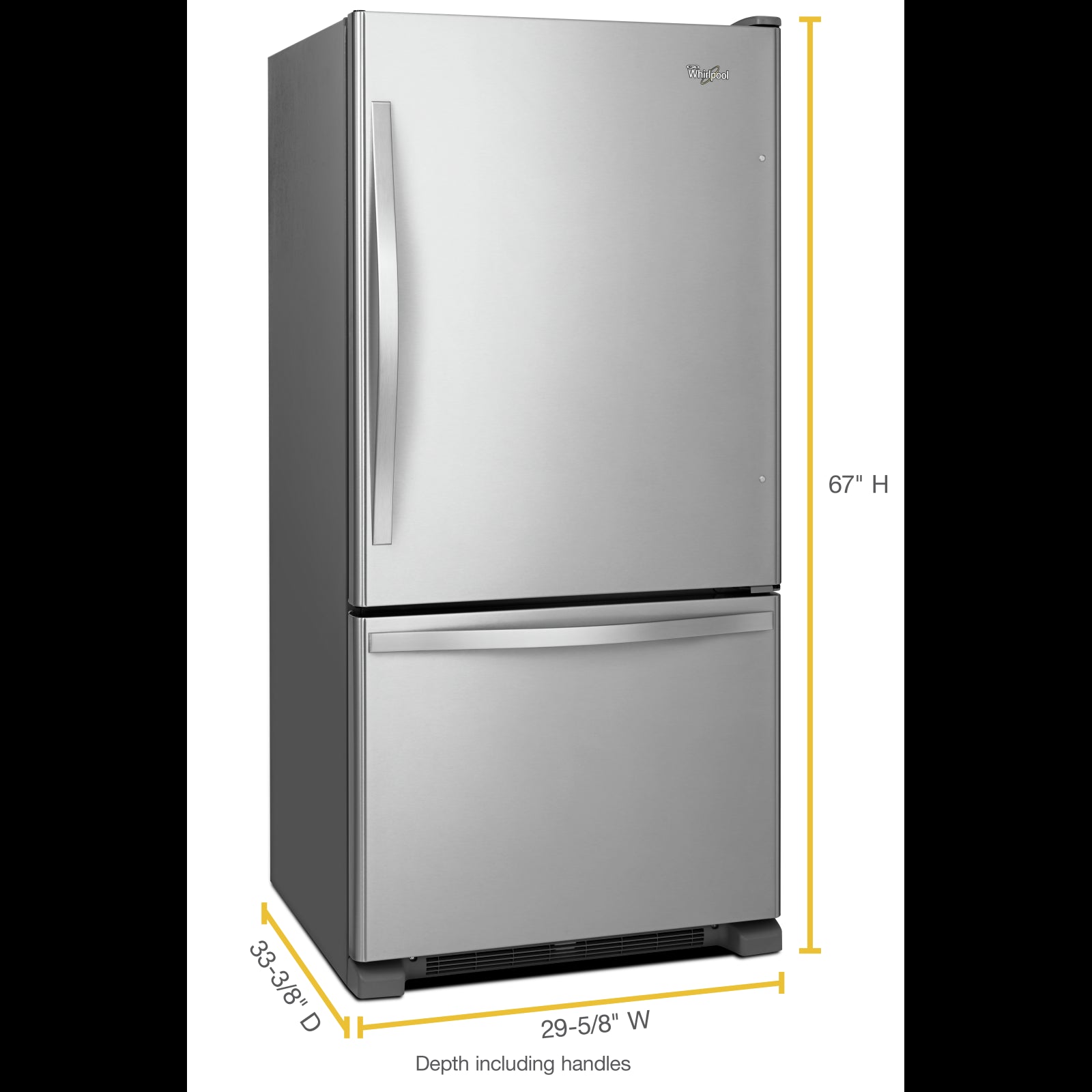 Whirlpool 30" 19 cu. Ft. Stainless Steel Bottom-Freezer Refrigerator - WRB329RFBM