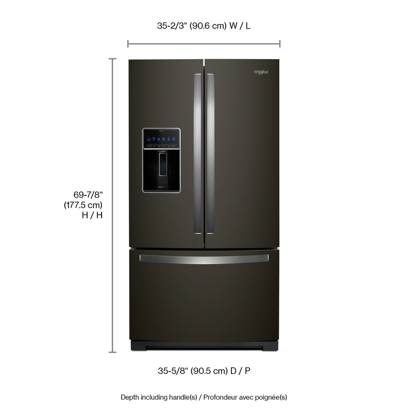 Réfrigérateur trois portes avec porte à deux battants amovible de 36 p