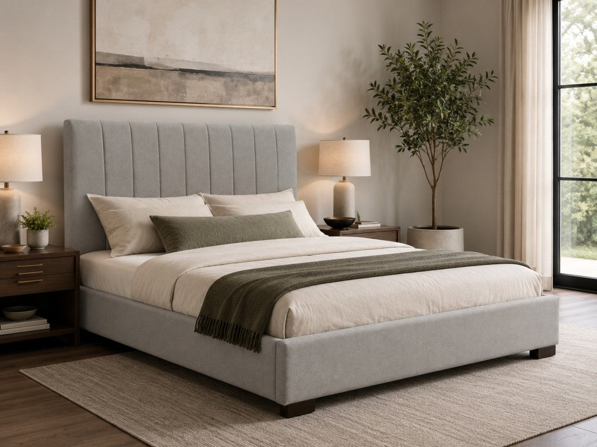 Ollie 3-Piece Queen Upholstered Bed - Grey