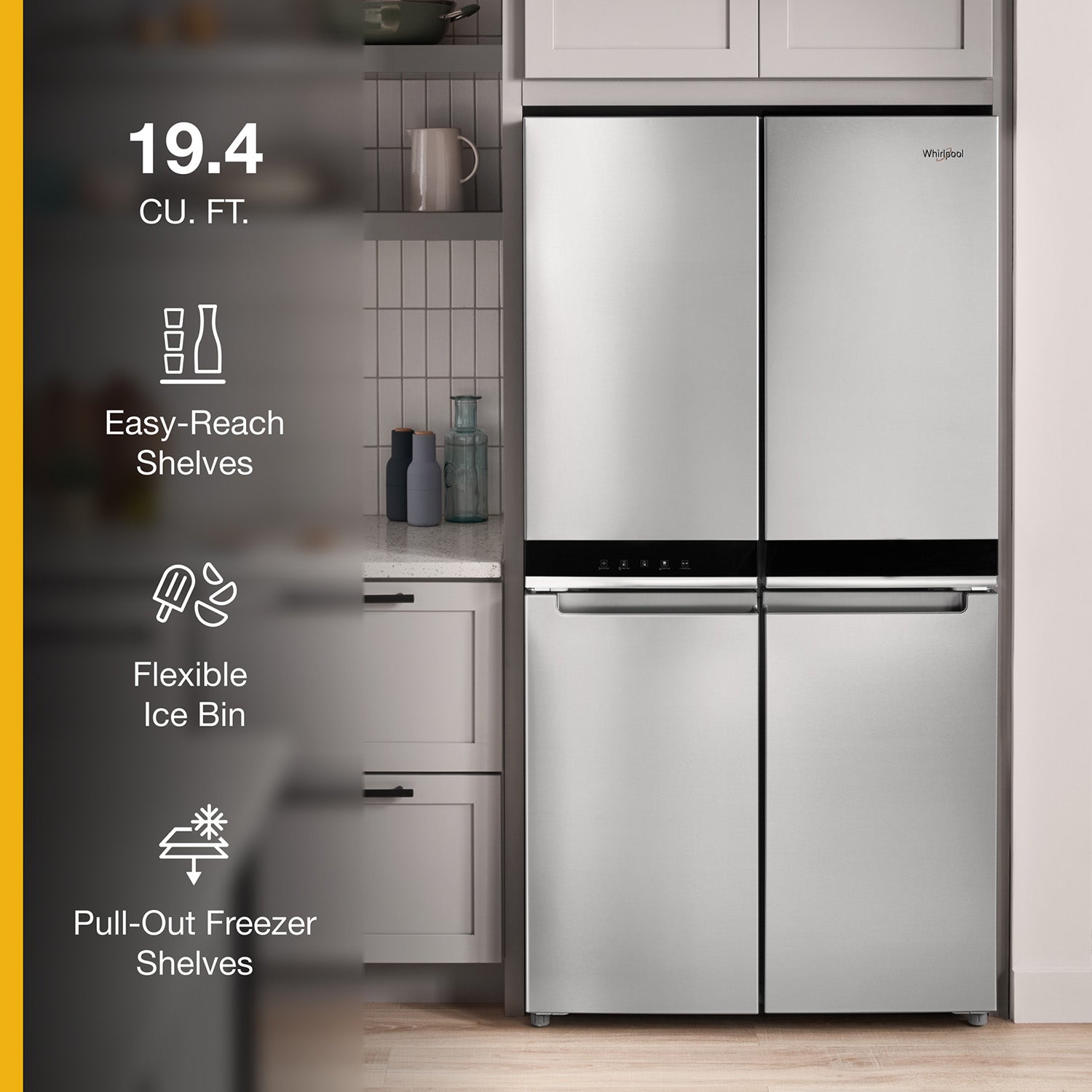 Whirlpool Fingerprint Resistant Metallic Steel French 4 Door Refrigerator (19.4 cu.ft.) - WRQA59CNKZ