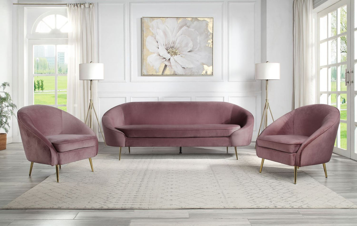 Pori Velvet Arm Chair - Pink