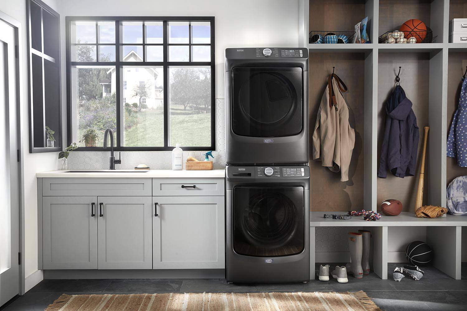 Maytag Volcano Black Front-Load Washer (5.5 cu.ft.) & Electric Dryer (7.3 cu. ft.) - MHW6630MBK/YMED6630MBK