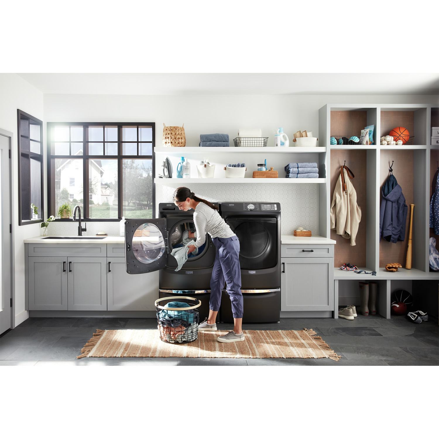 Maytag Volcano Black Front-Load Washer (5.2 cu. ft.) & Electric Dryer (7.3 cu. ft.) - MHW5630MBK/YMED5630MBK