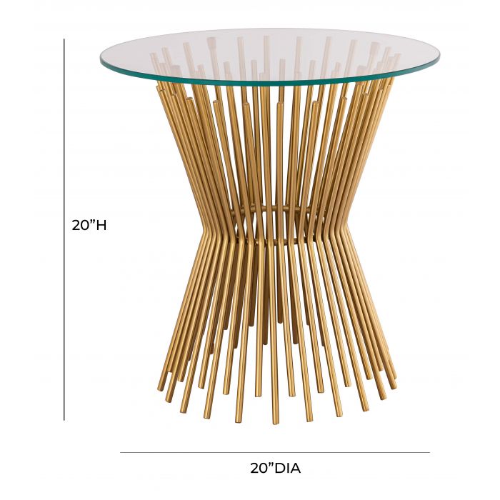 Rossio Pedestal Glass End Table - Satin Gold
