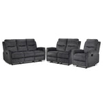 Grayson Reclining Sofa, Reclining Loveseat and Recliner Set - Charcoal