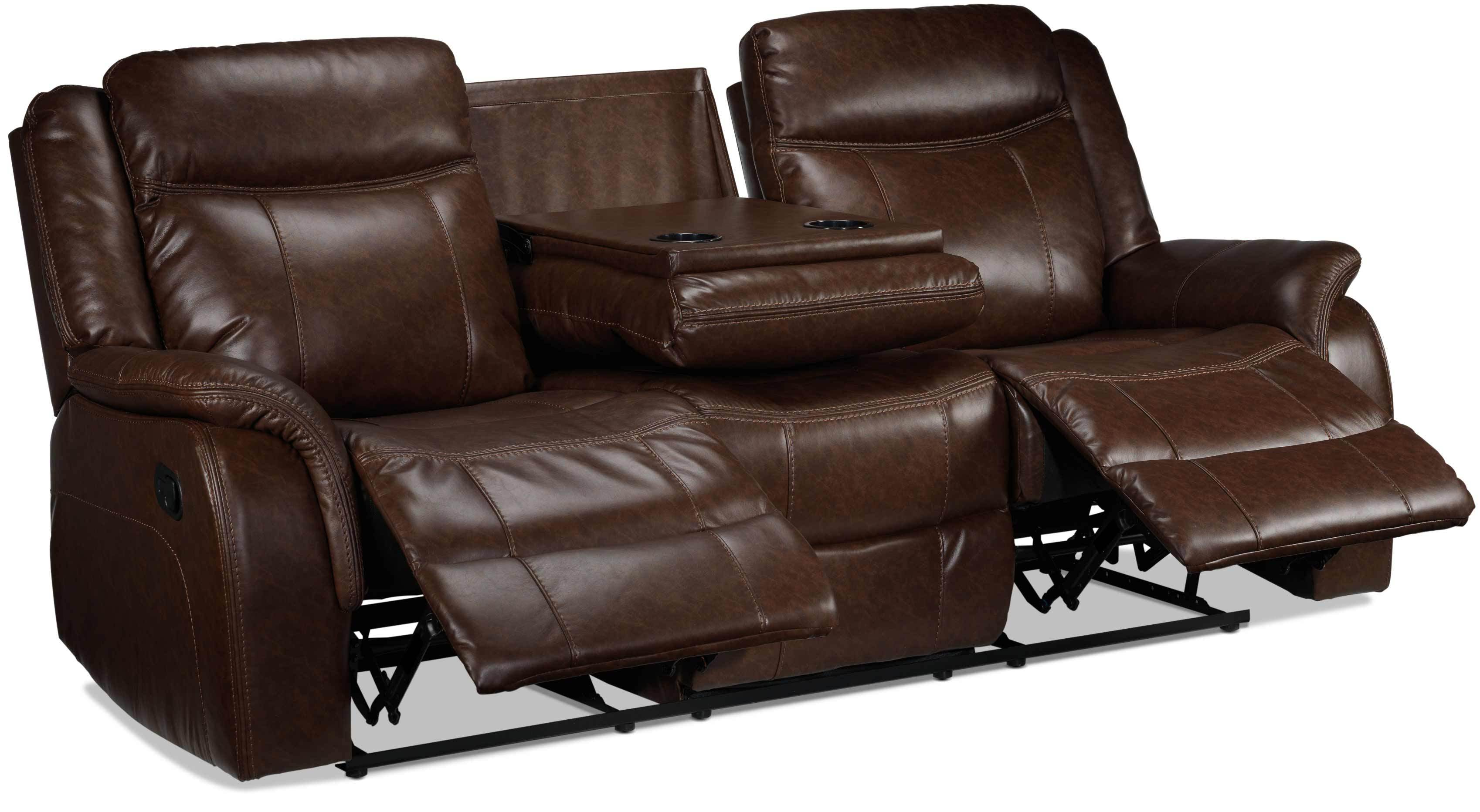 Scorpio Reclining Sofa with Drop Tray - Whiskey Brown