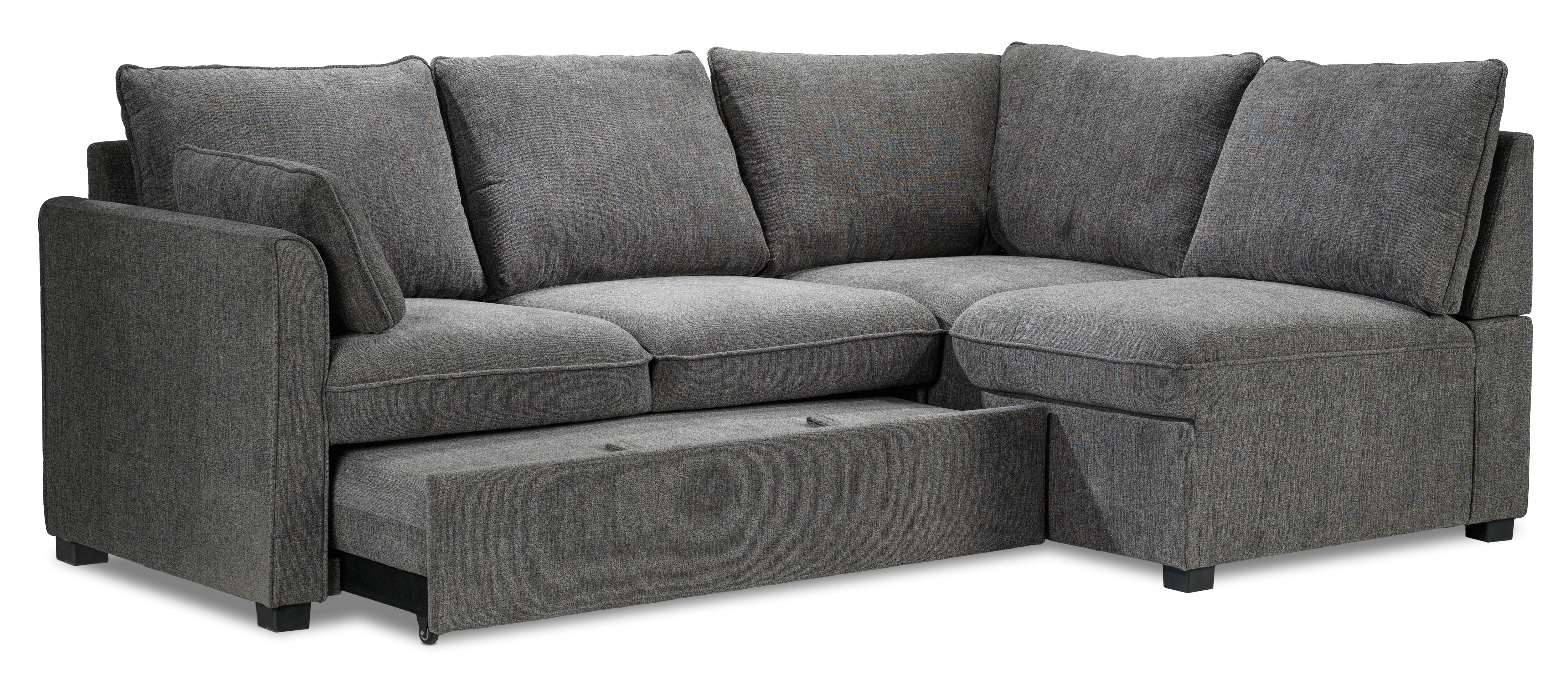 Portland 3-Piece Sectional with Left-Facing Pop-Up Bed - Grey
