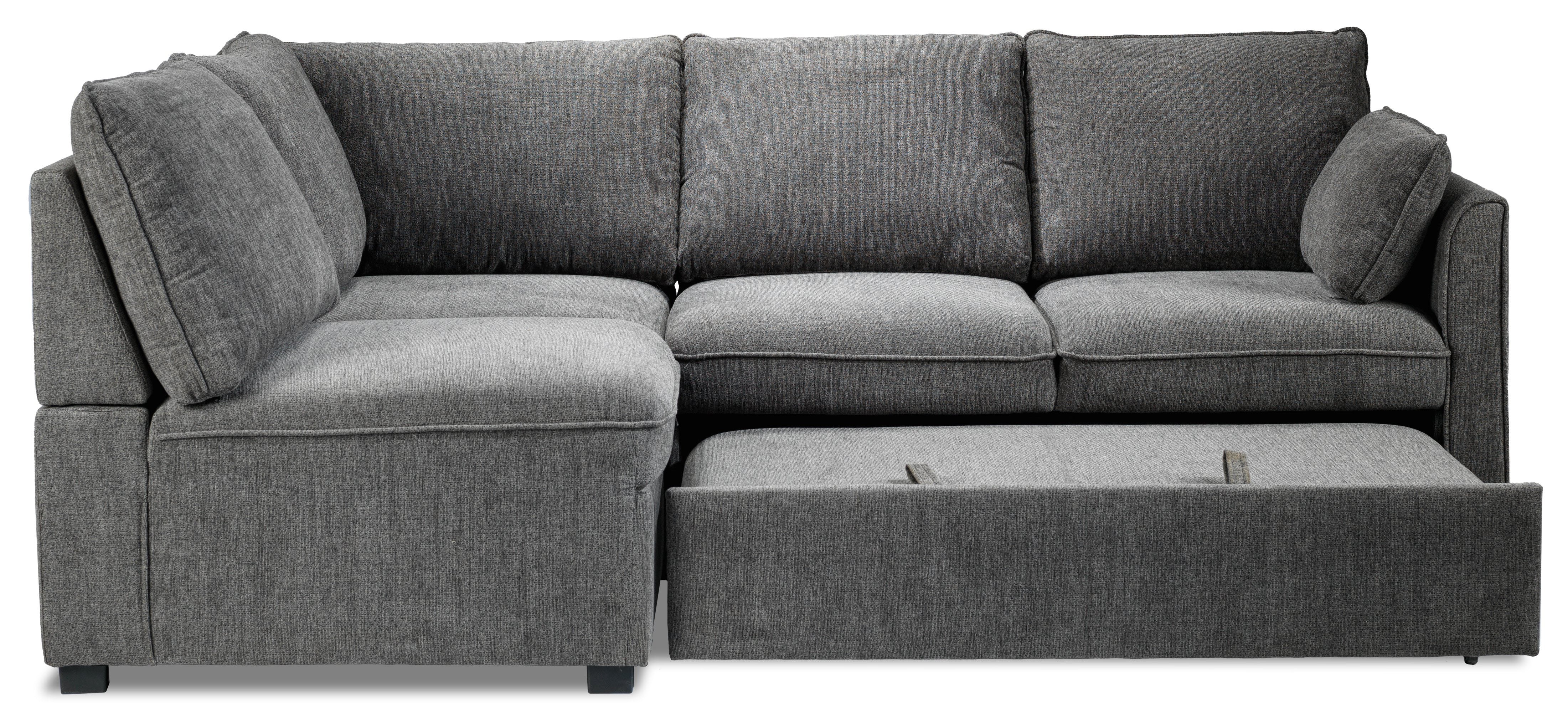 Portland 3-Piece Sectional with Right-Facing Pop-Up Bed - Grey