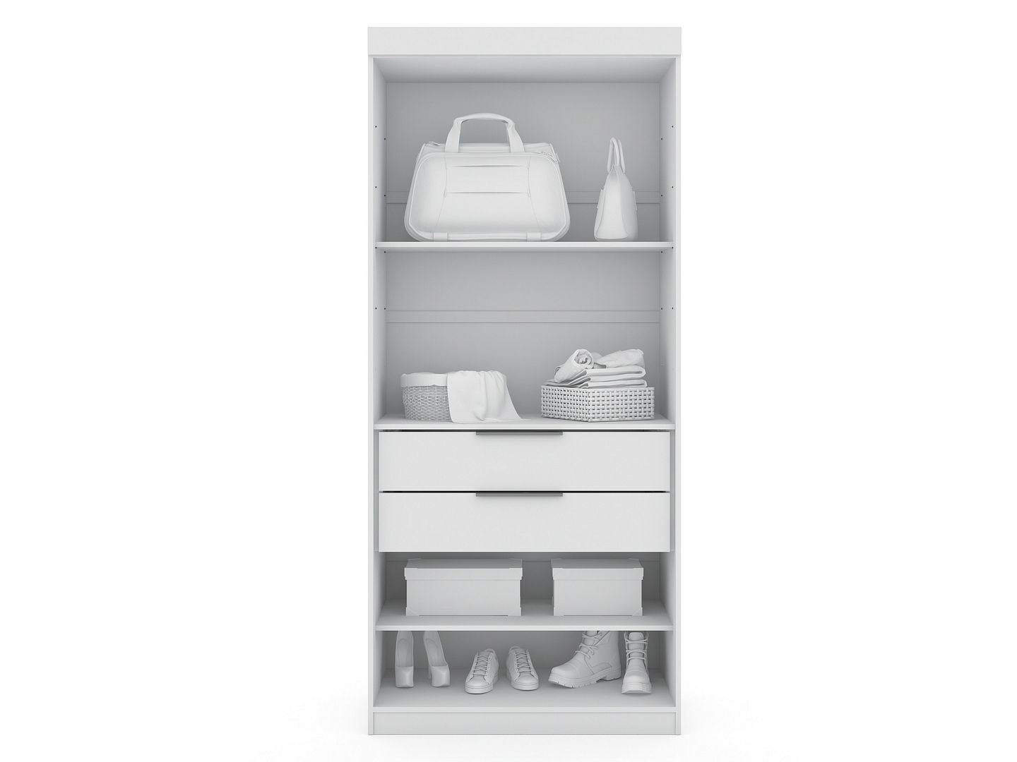 Oulu 2-Piece Open Sectional Wardrobe - White