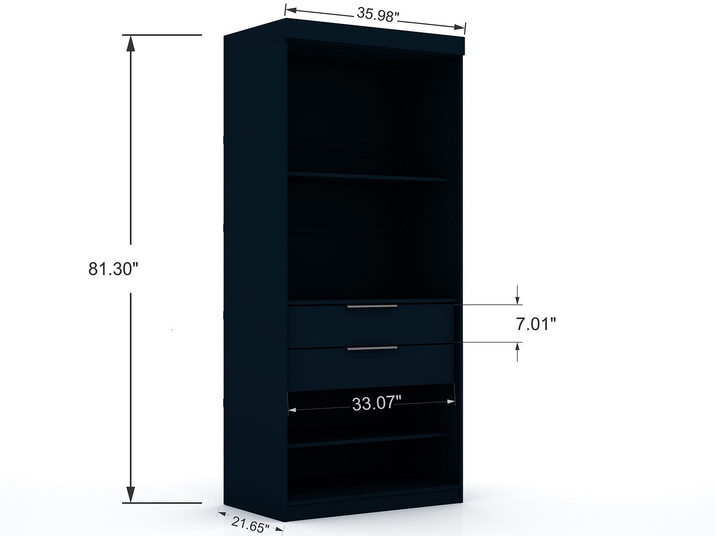 Oulu 2-Piece Open Sectional Wardrobe - Midnight Blue