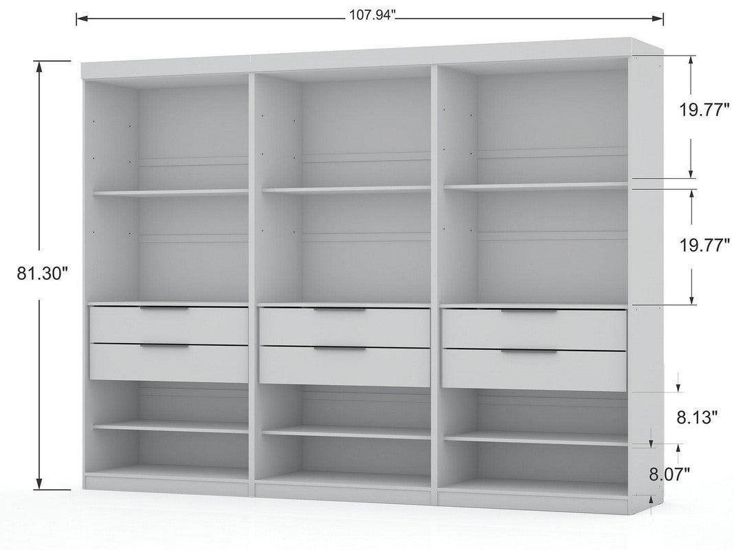 Oulu 3-Piece Modular Wardrobe - White