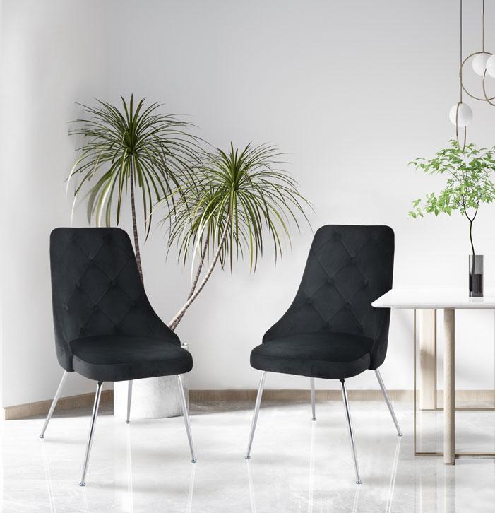 Plumeria Side Chair - Black, Chrome