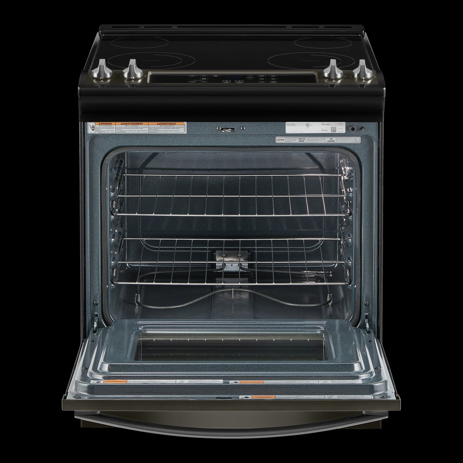 Whirlpool Black Stainless Electric Range with Frozen Bake Technology (4.8 Cu.Ft) - YWEE515S0LV