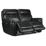 Stallion Leather Dual Power Reclining Loveseat - Midnight Black