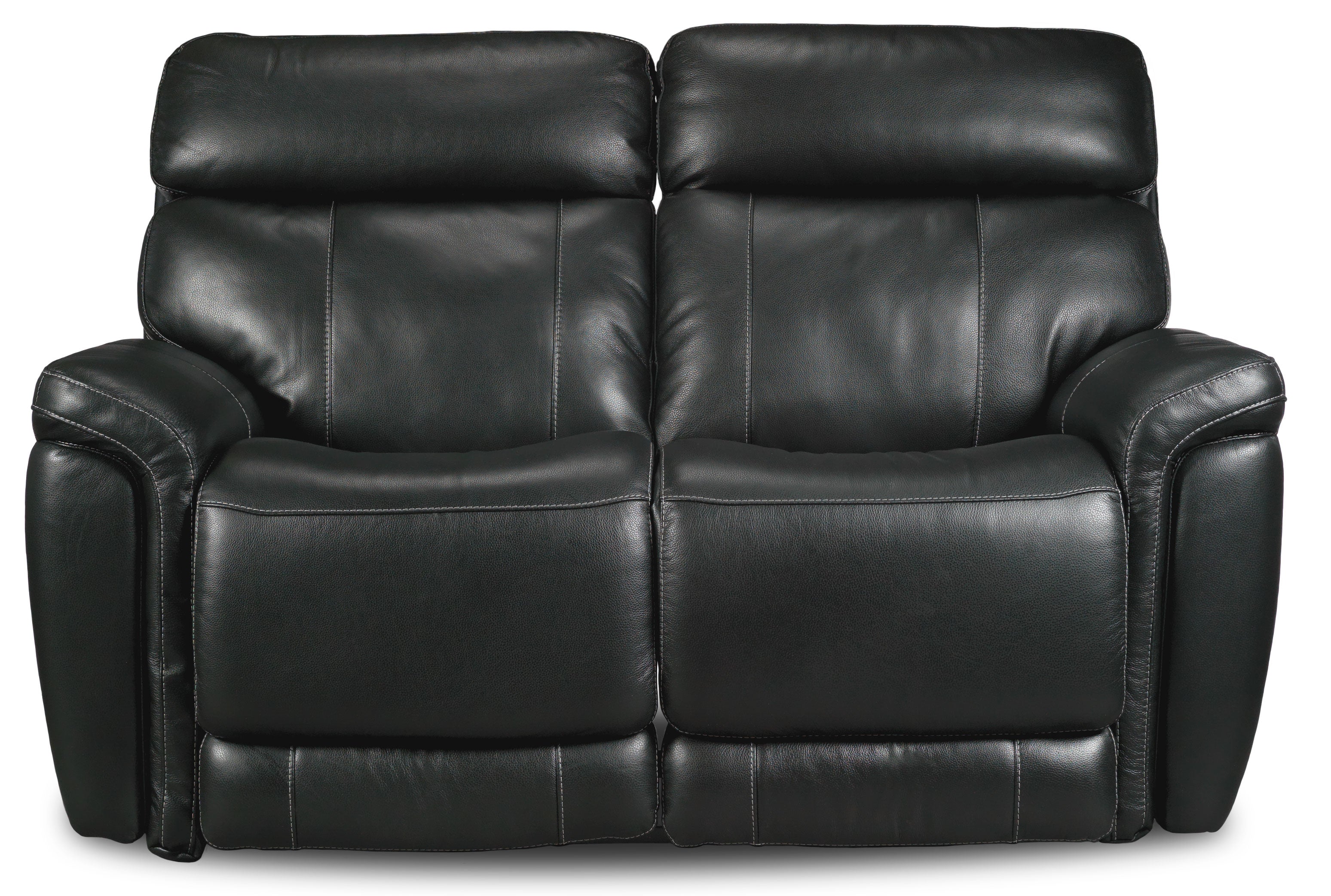 Stallion Leather Dual Power Reclining Loveseat - Midnight Black