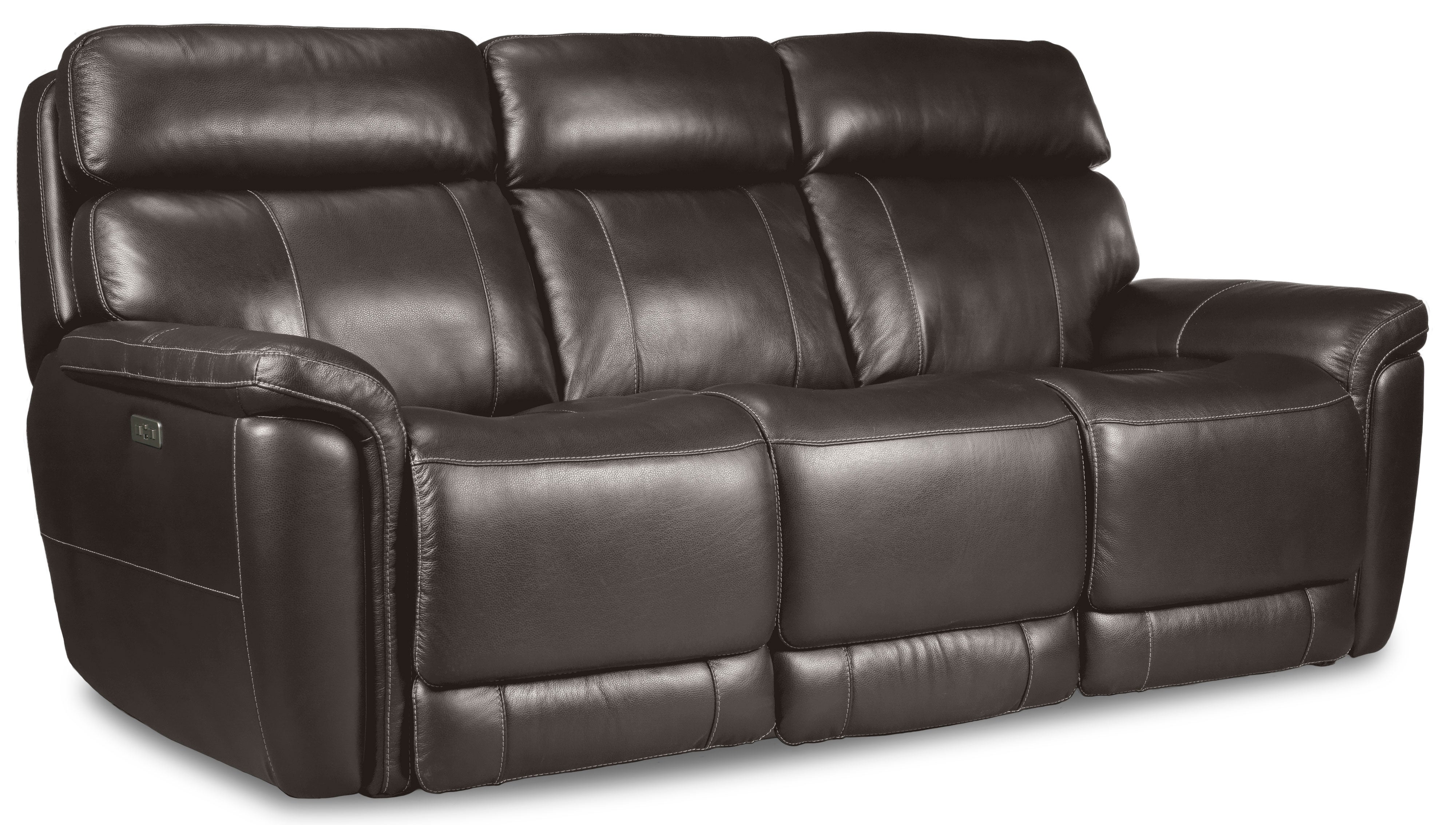 Stallion Leather Dual Power Reclining Sofa - Dark Grey