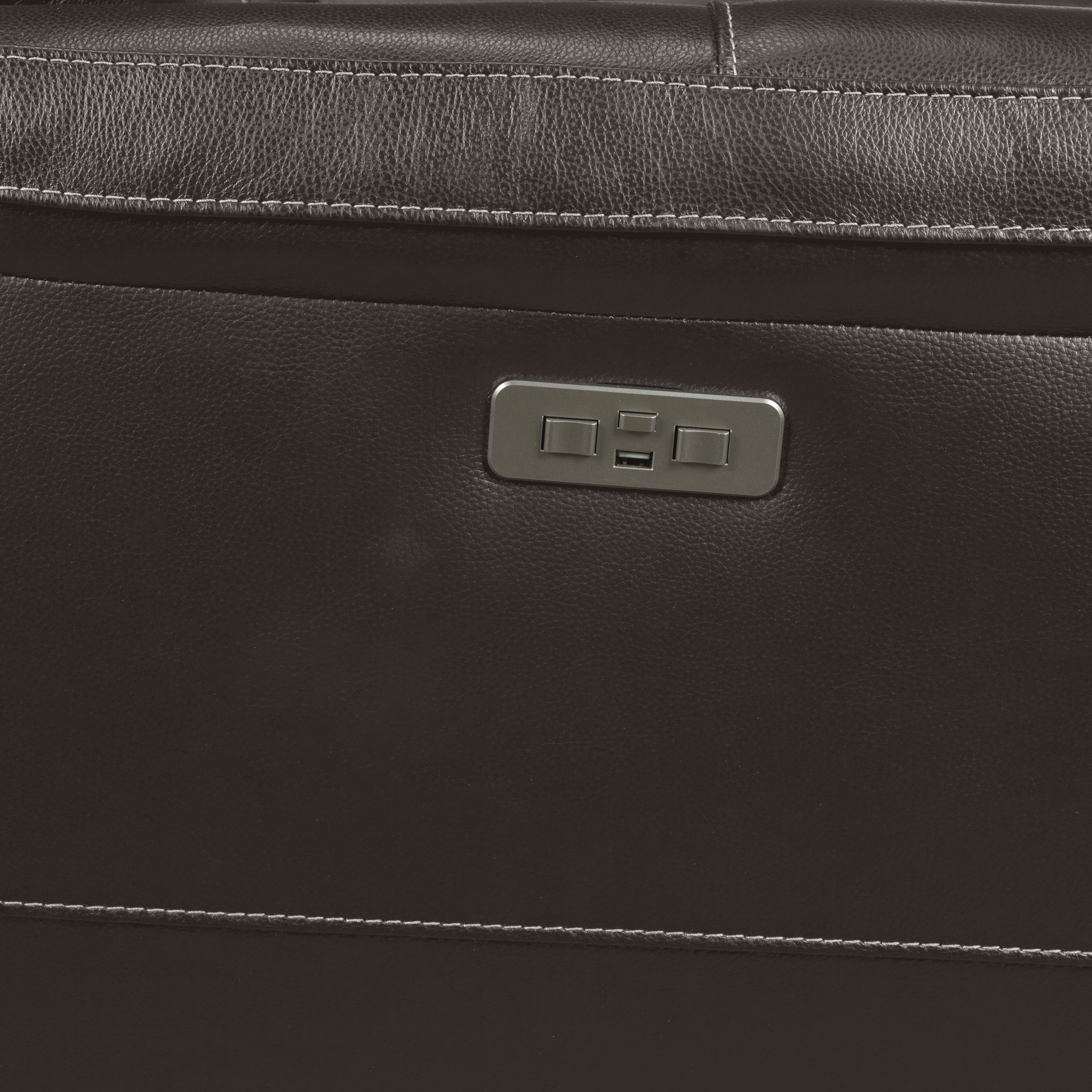 Stallion Leather Dual Power Reclining Sofa and Loveseat Set - Dark Grey