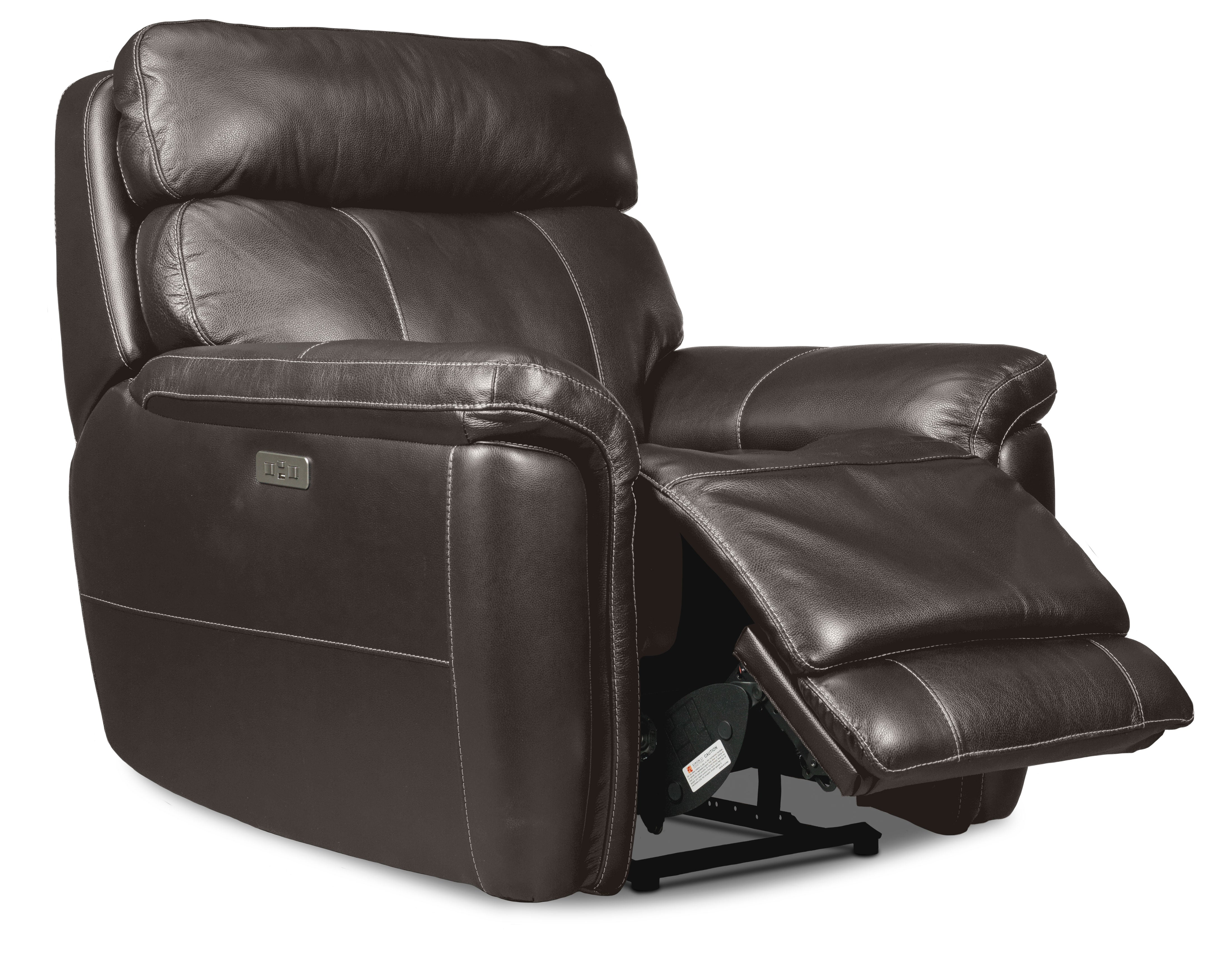 Stallion Leather Dual Power Reclining Sofa and Chair Set - Dark Grey