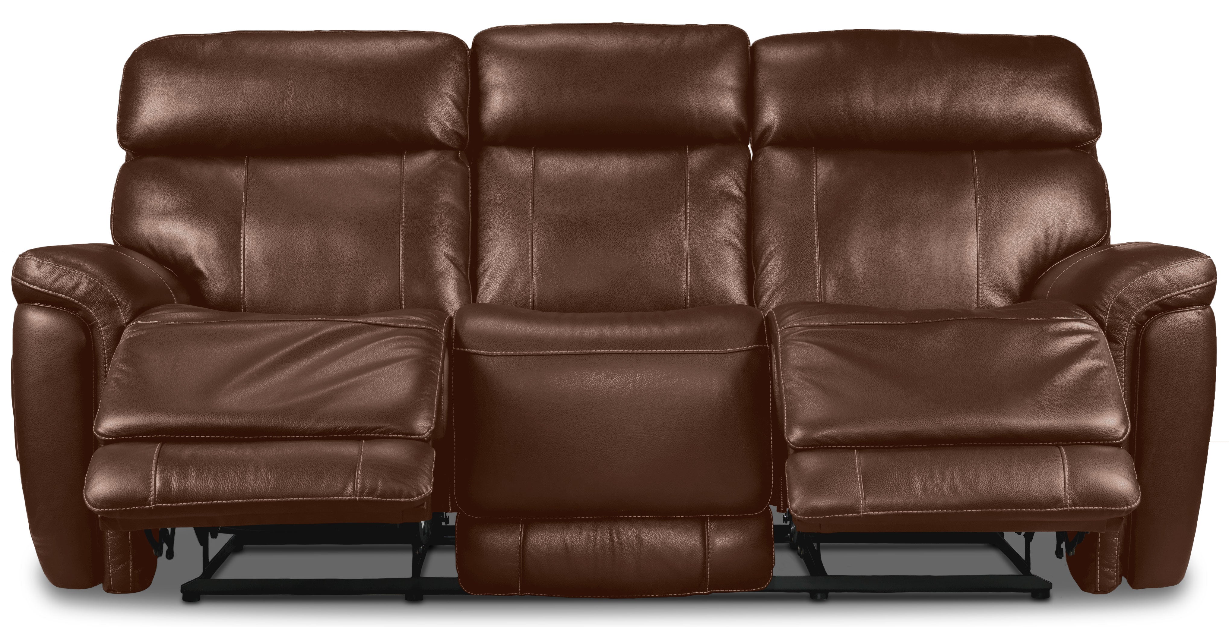 Stallion Leather Dual Power Reclining Sofa - Chestnut