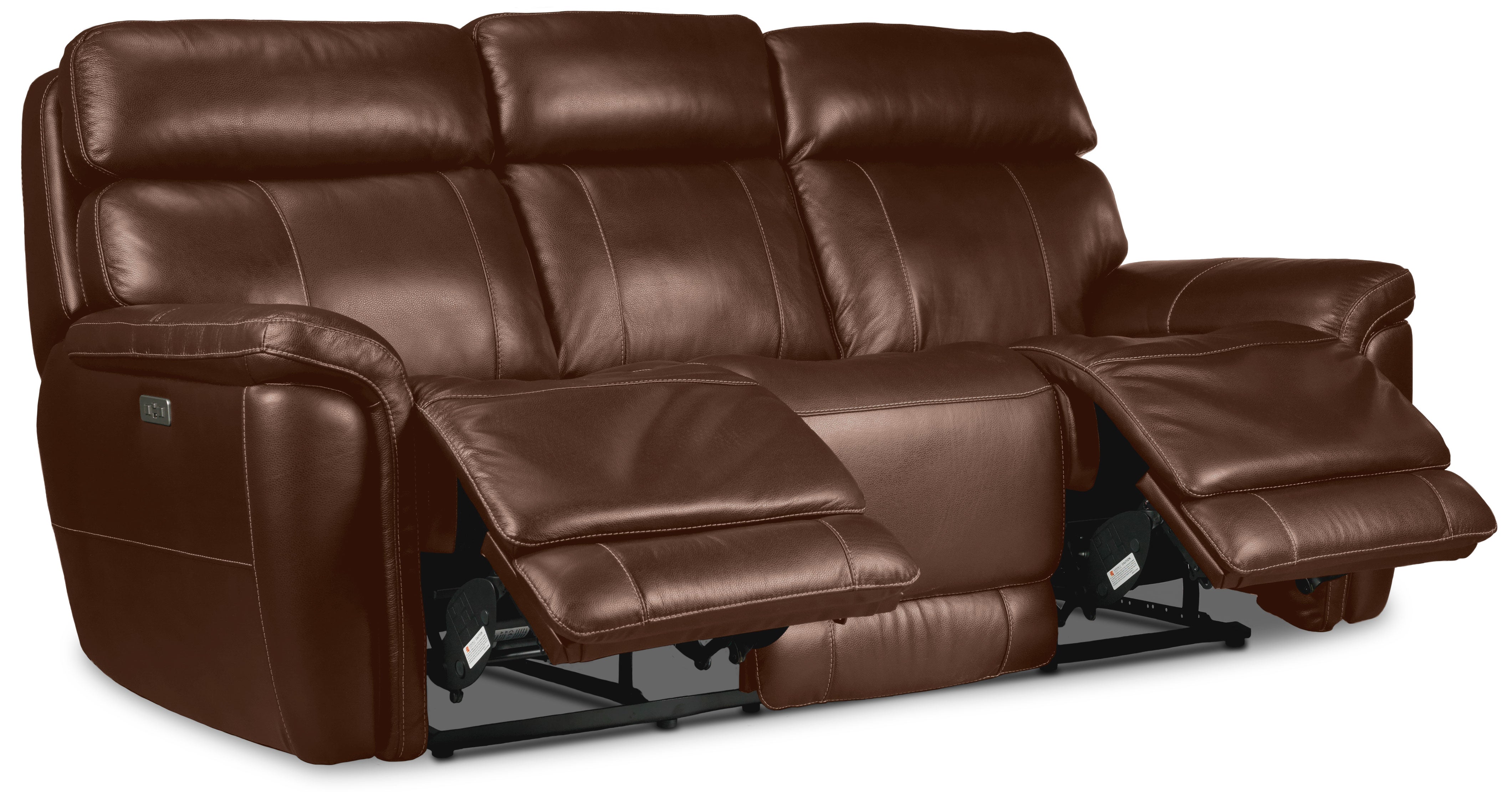 Stallion Leather Dual Power Reclining Sofa and Chair Set - Chestnut