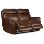 Stallion Leather Dual Power Reclining Loveseat - Chestnut