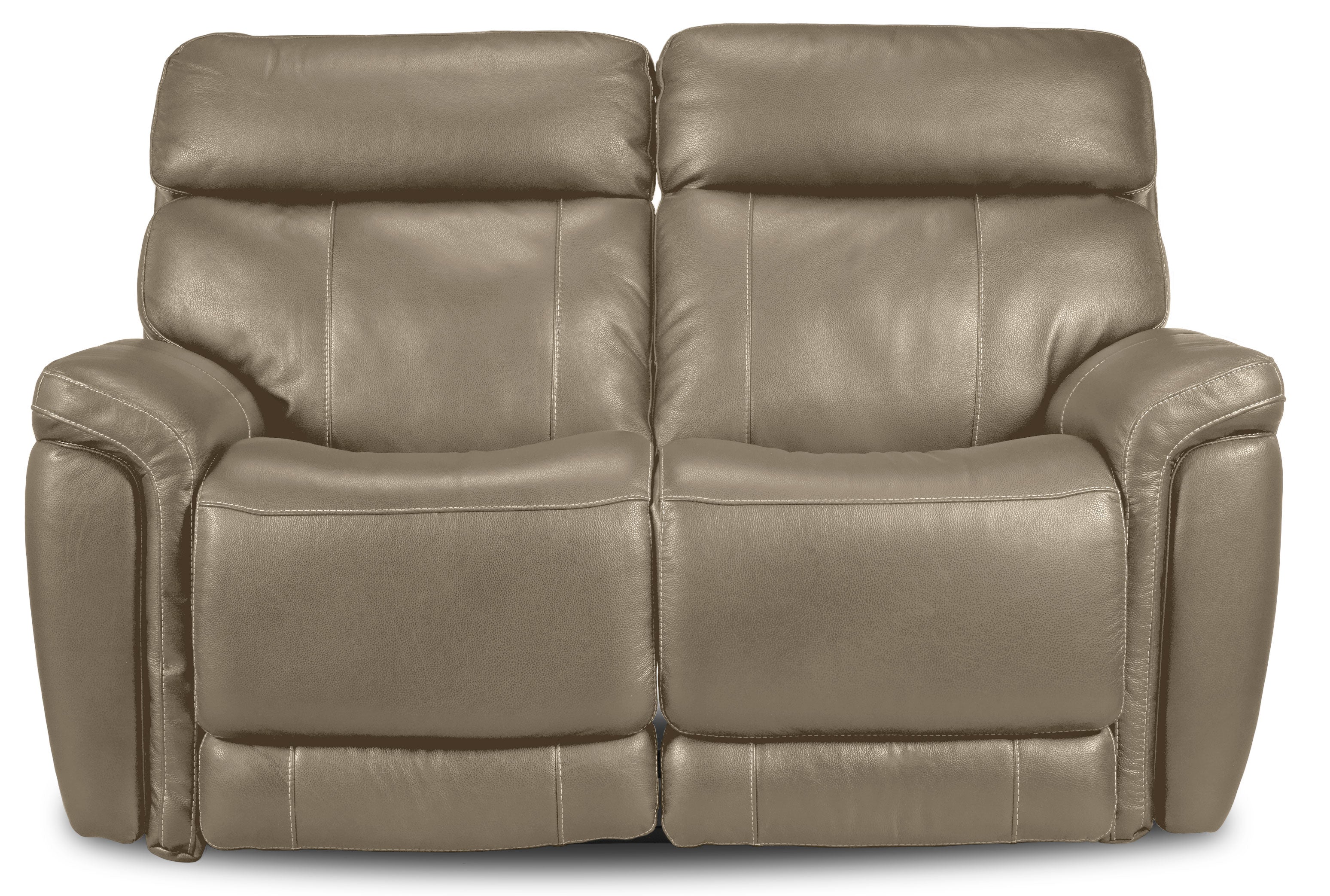 Stallion Leather Dual Power Reclining Loveseat - Pebble