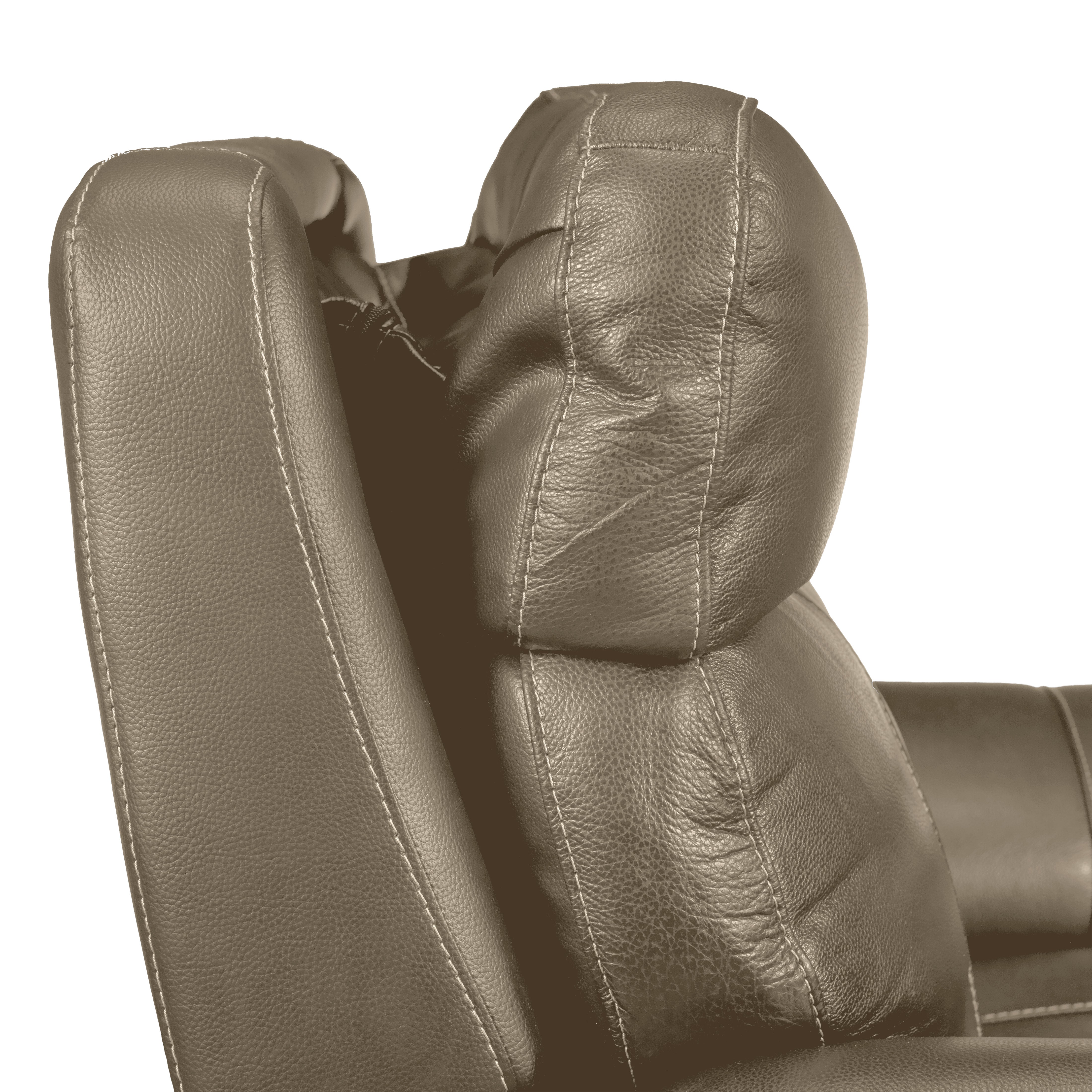 Stallion Leather Dual Power Recliner - Pebble