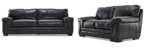 Stampede Ens. Sofa et causeuse en cuir – anthracite