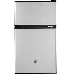 GE Réfrigérateur compact deux portes 3,1 pi³ acier inoxydable GDE03GLKLB