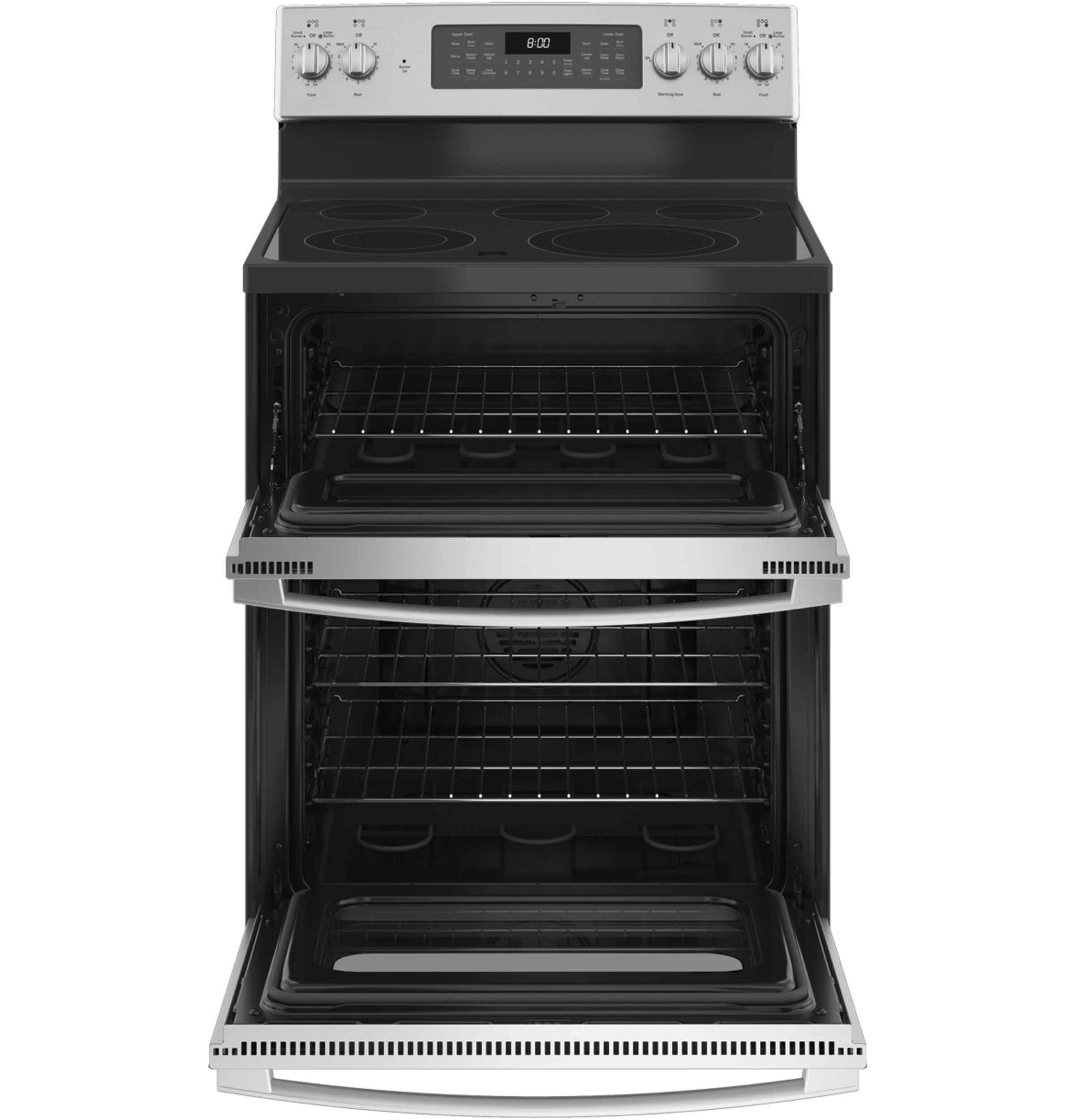 GE Stainless Steel 30'' Freestanding Double Oven Electric Range with Air Fry (6.6 Cu.Ft) - JBS86SPSS
