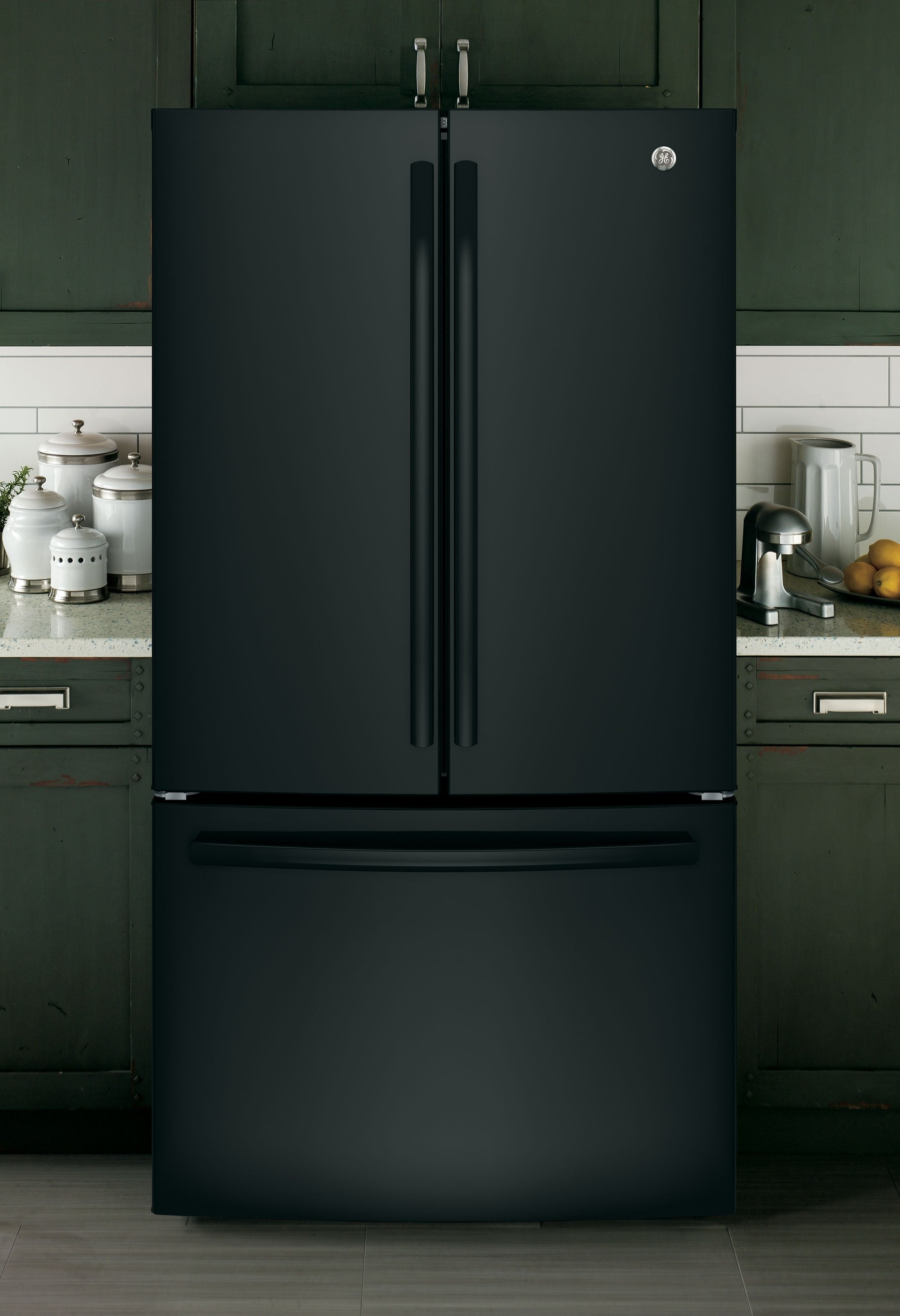 GE 36" 27 Cu. Ft. Black French Door Refrigerator - GNE27JGMBB