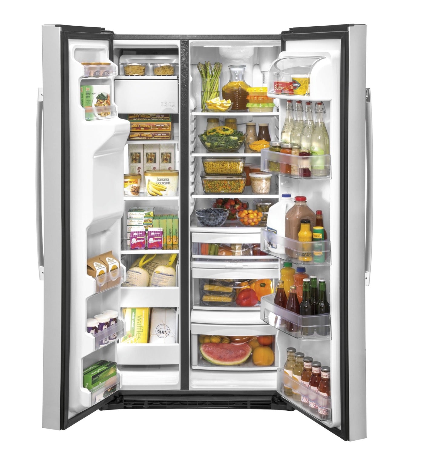 GE 35.75" 25.1 Cu. Ft. Stainless Steel Side-By-Side Refrigerator - GSS25IYNFS