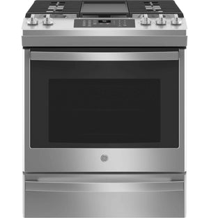 GE Cuisinière au gaz 5,6 pi³ encastrable à convection avec friture à air 30 po acier inoxydable JCGS760SPSS