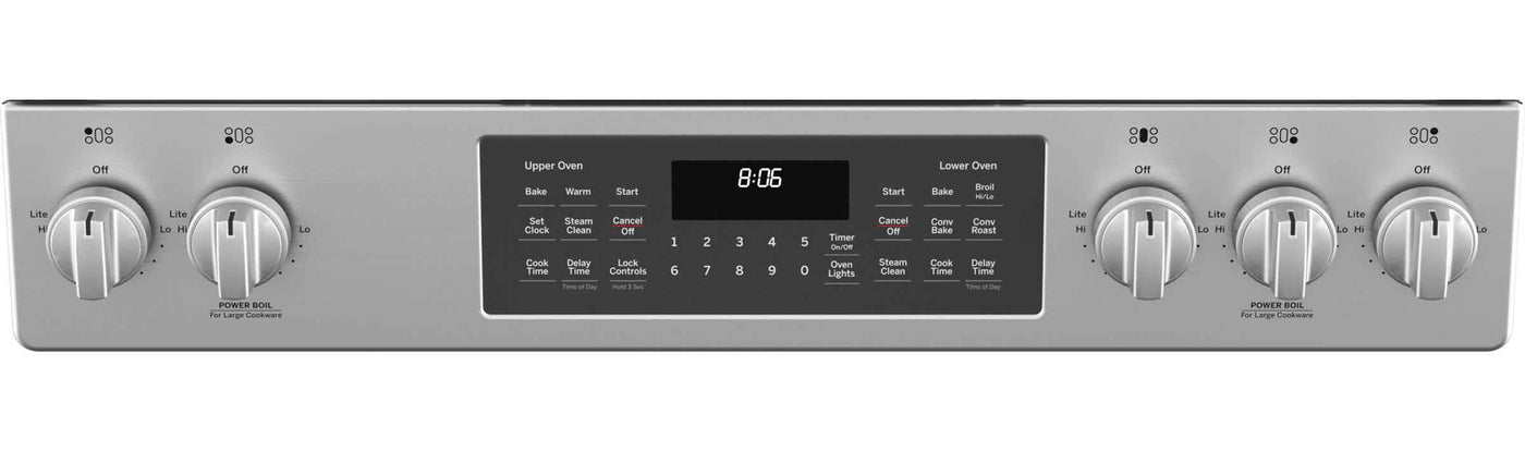 GE Stainless Steel 30" Slide-In Double-Oven Gas Range with Air Fry (6.7 Cu.Ft.) - JCGSS86SPSS