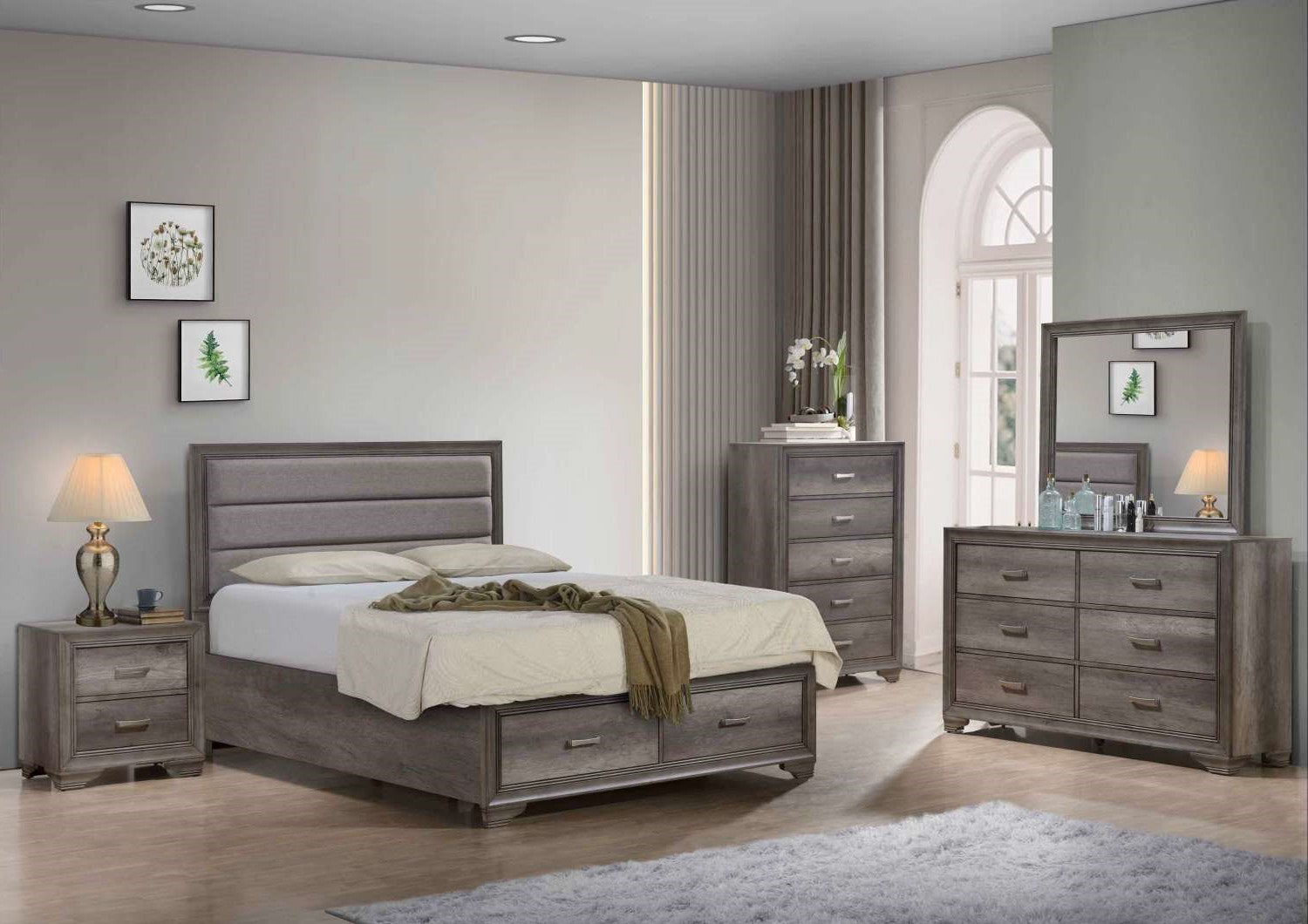 Sophie 3-Piece King Storage Bed - Weathered Grey