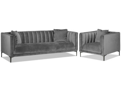 Celina Ens. Sofa et fauteuil – gris pâle