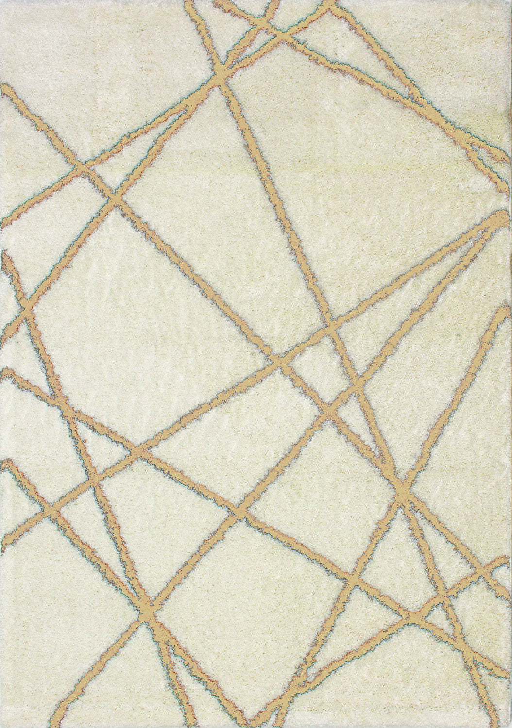 Finesse Lines Crossing Shag Area Rug - 8' X 11' - Cream/Beige