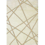 Finesse Lines Crossing Shag Area Rug - 8' X 11' - Cream/Beige