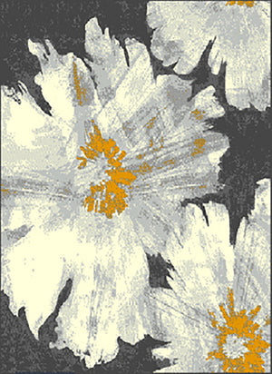 Fiona  4'7'' X 6'7'' Flower Rug - Grey Yellow  Area Rug