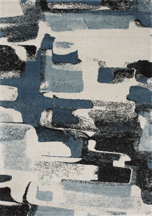 Easterly Uneven Stamps Rug - 8' X 11' - Cream/Blue/Grey