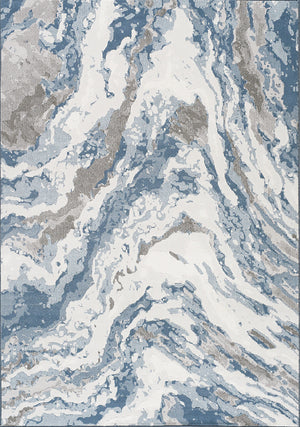 Intrepid Rushing Water Area Rug - 5' X 8' - Blue/Cream