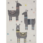 Novelle Kids 3 Llamas Area Rug - 5' X 8' - Cream Grey